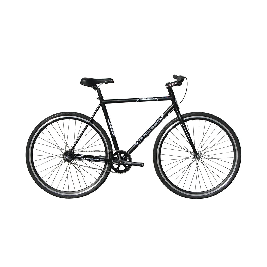 Wonder Wheels Fixed Bike 700C 57cm Hi - Ten Steel Frame Side Pull Brake Alloy Black Rims 700c*1.5*14g*32h*h30 Black Spokes, Tire: Black. - Matte Black & Black