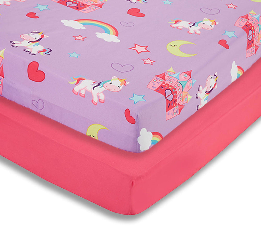 Everyday Kids 2 Pack Fitted Girls Crib Sheet, 100% Soft Breathable Microfiber, Baby Sheet, Fits Standard Size Crib Mattress 28in x 52in, Nursery