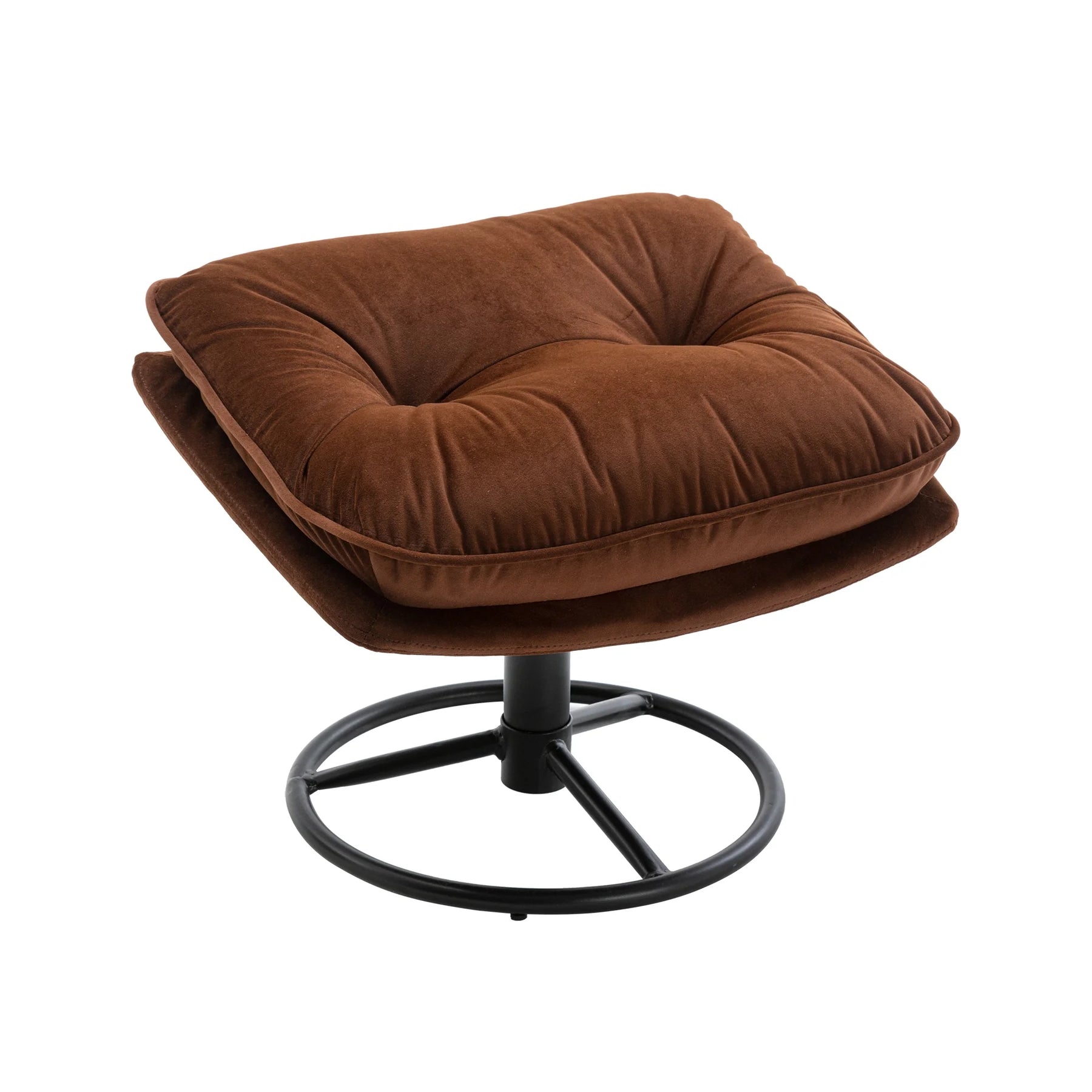 Swivel Accent Chair with Ottoman, Velvet Accent Chair with Footrest, Mid - Century Modern Lounge Chair and Ottoman Set, Reading Chair for Living Room, Bedroom, Reading Room, Home Office, Blue