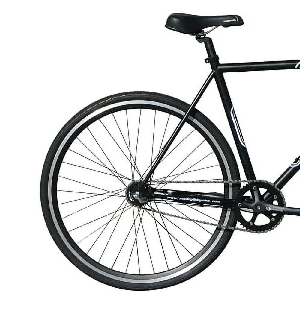 Wonder Wheels Fixed Bike 700C 57cm Hi - Ten Steel Frame Side Pull Brake Alloy Black Rims 700c*1.5*14g*32h*h30 Black Spokes, Tire: Black. - Matte Black & Black