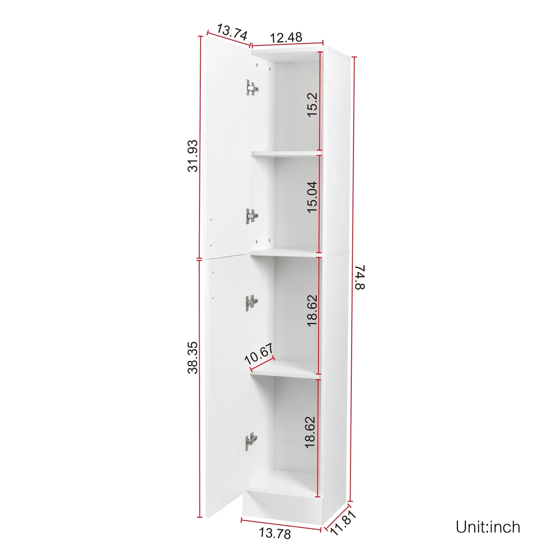 Slim Tall Storage Cabinet, Pantry Cabinet with Doors Shelves Small Space for Kitchen Living Room Bathroom