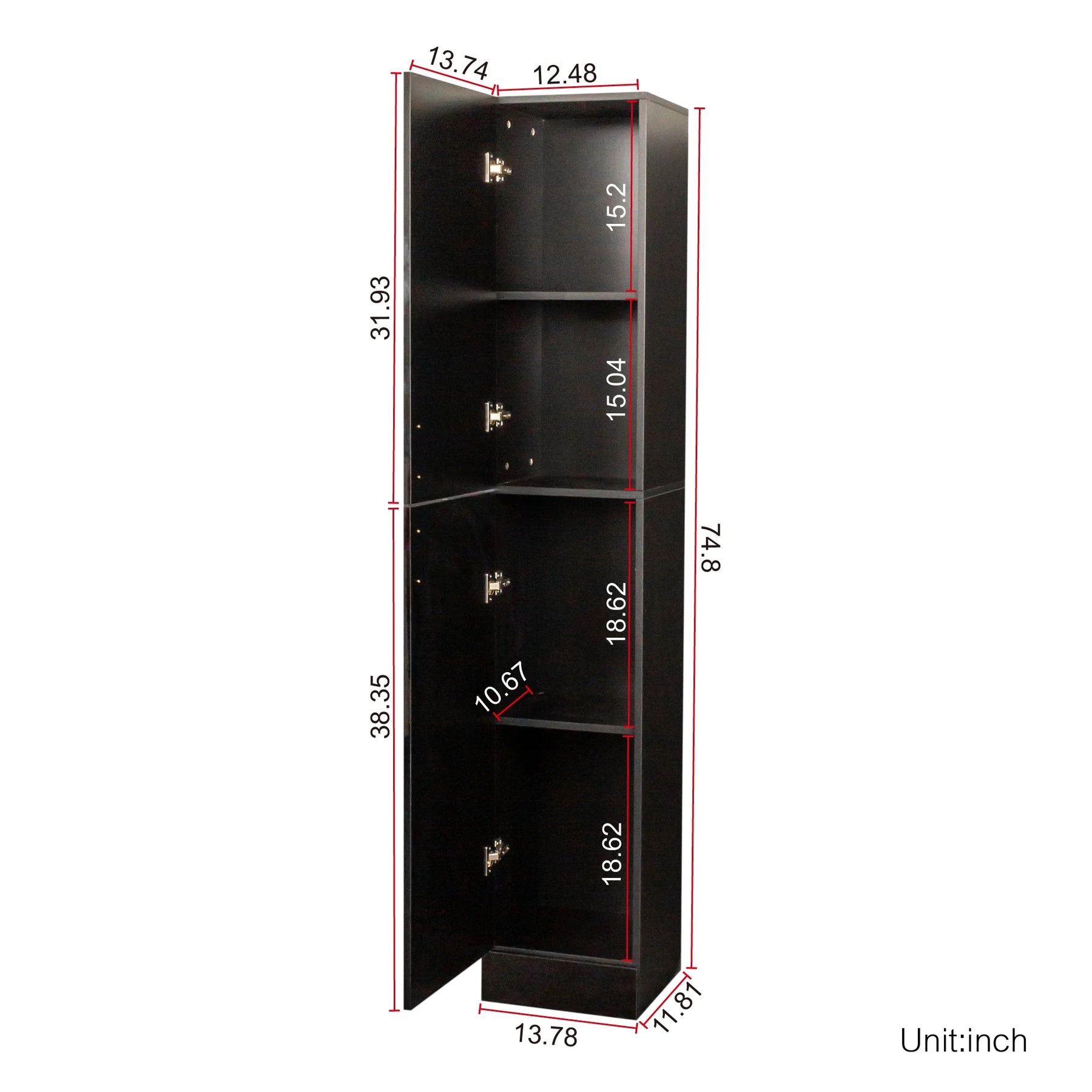 Slim Tall Storage Cabinet, Pantry Cabinet with Doors Shelves Small Space for Kitchen Living Room Bathroom