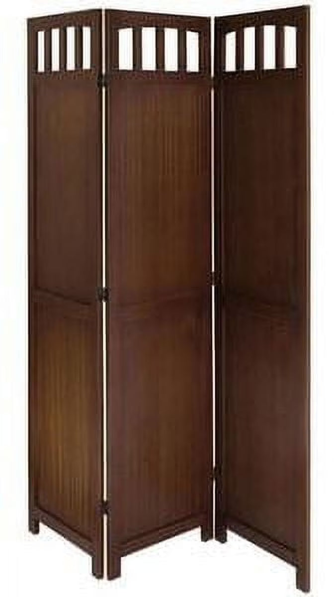 Legacy Decor Solid Wood 4 Panel Room Divider, 70" Tall, Black Finish, Freestanding