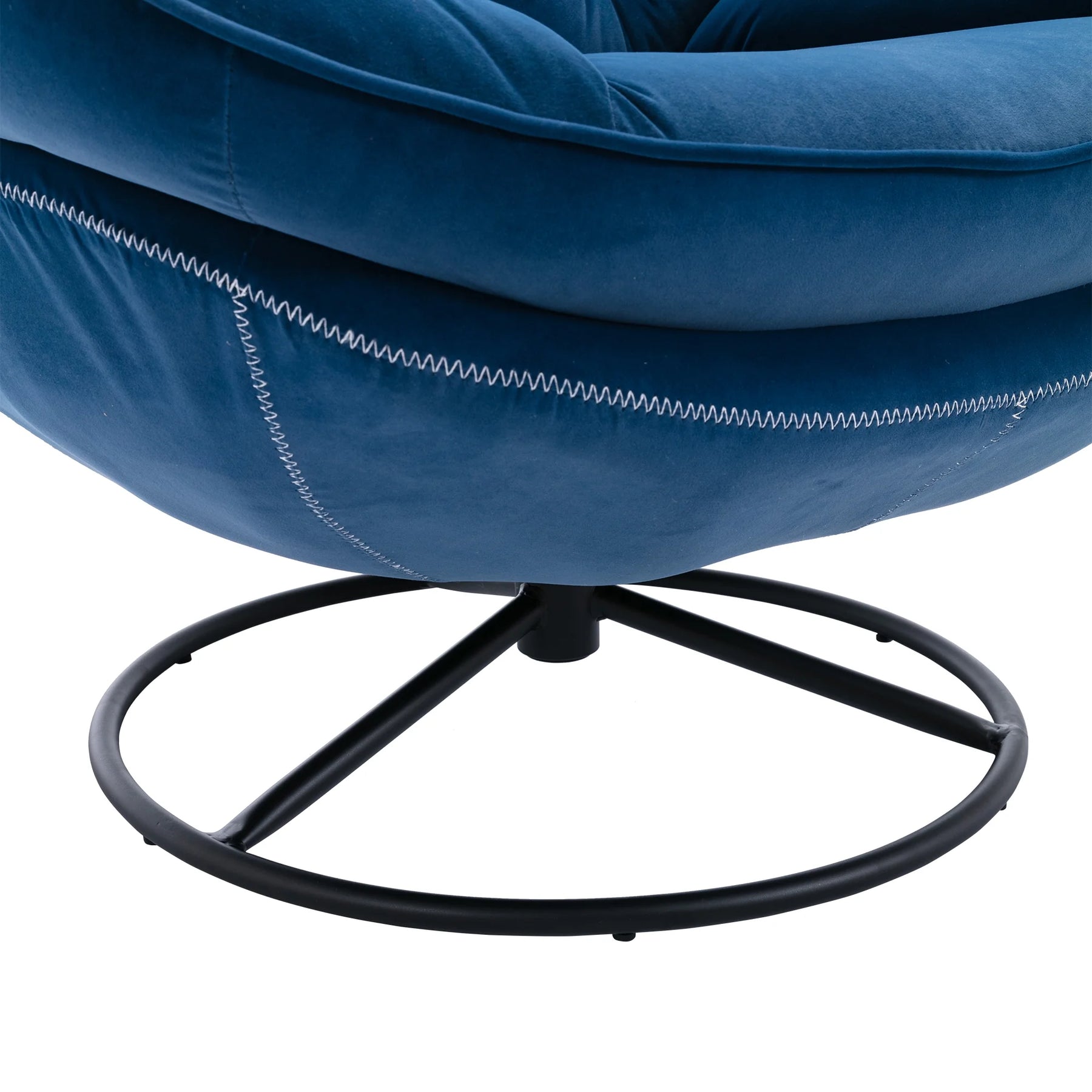 Swivel Accent Chair with Ottoman, Velvet Accent Chair with Footrest, Mid - Century Modern Lounge Chair and Ottoman Set, Reading Chair for Living Room, Bedroom, Reading Room, Home Office, Blue