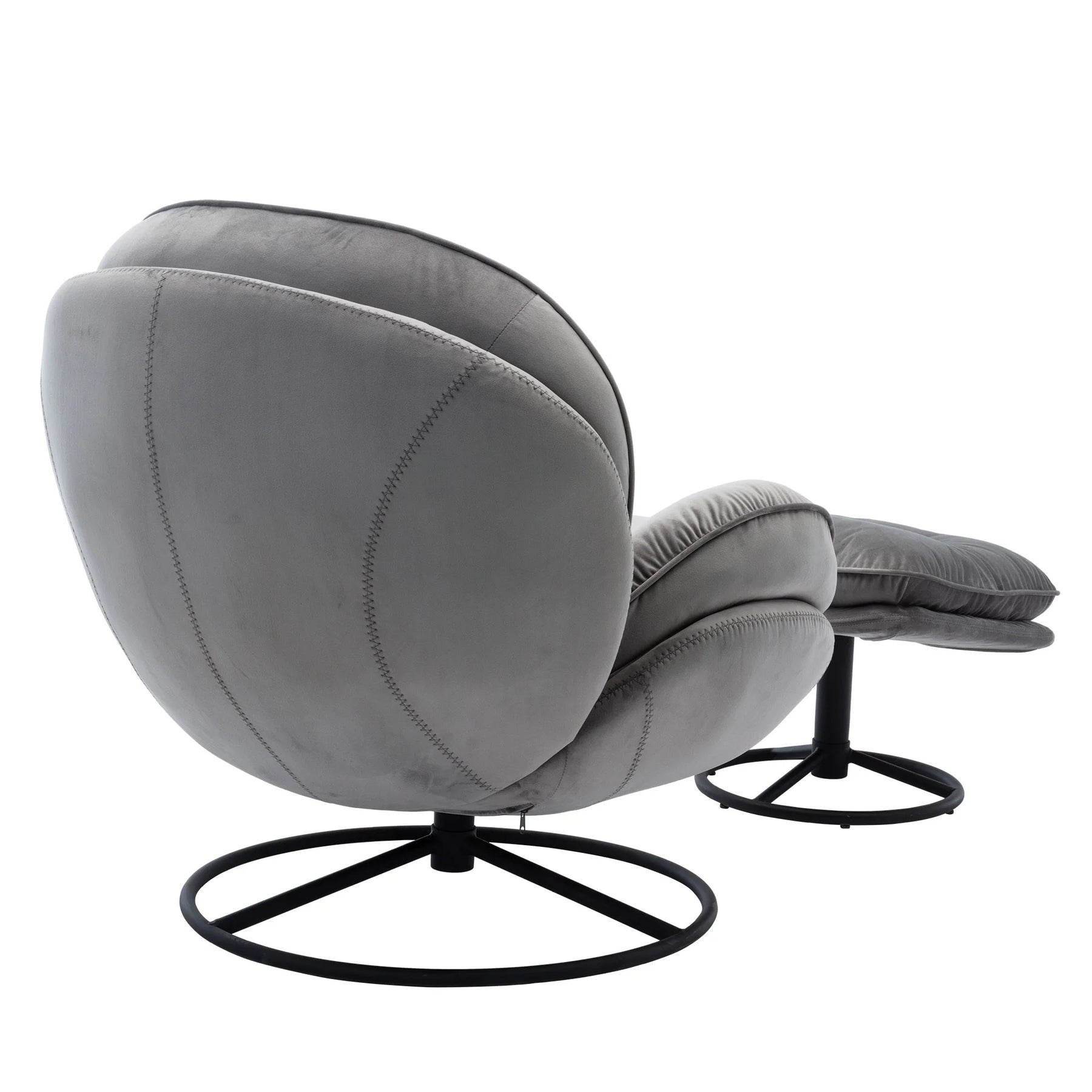 Swivel Accent Chair with Ottoman, Velvet Accent Chair with Footrest, Mid - Century Modern Lounge Chair and Ottoman Set, Reading Chair for Living Room, Bedroom, Reading Room, Home Office, Blue