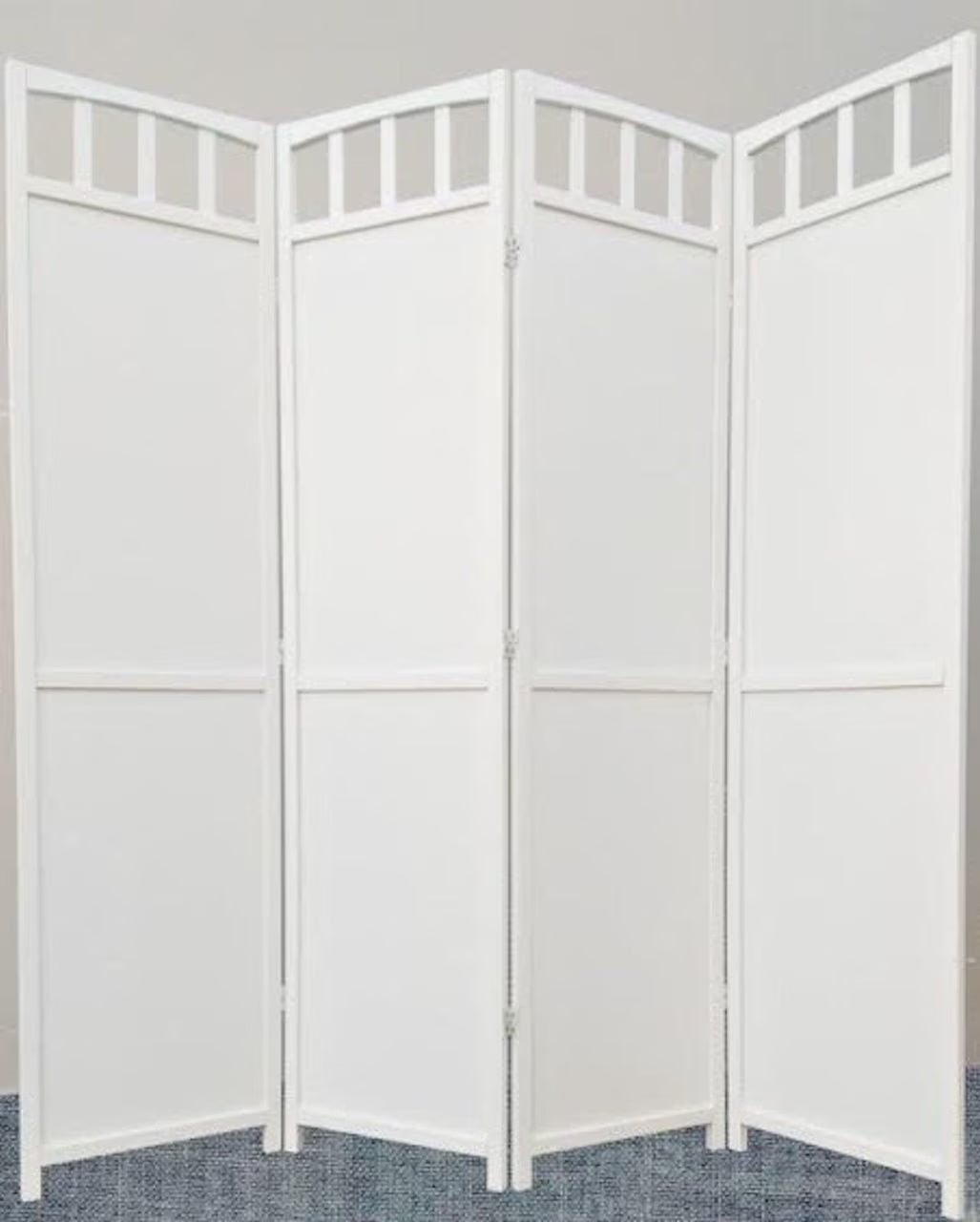 Legacy Decor Solid Wood 4 Panel Room Divider, 70" Tall, Black Finish, Freestanding