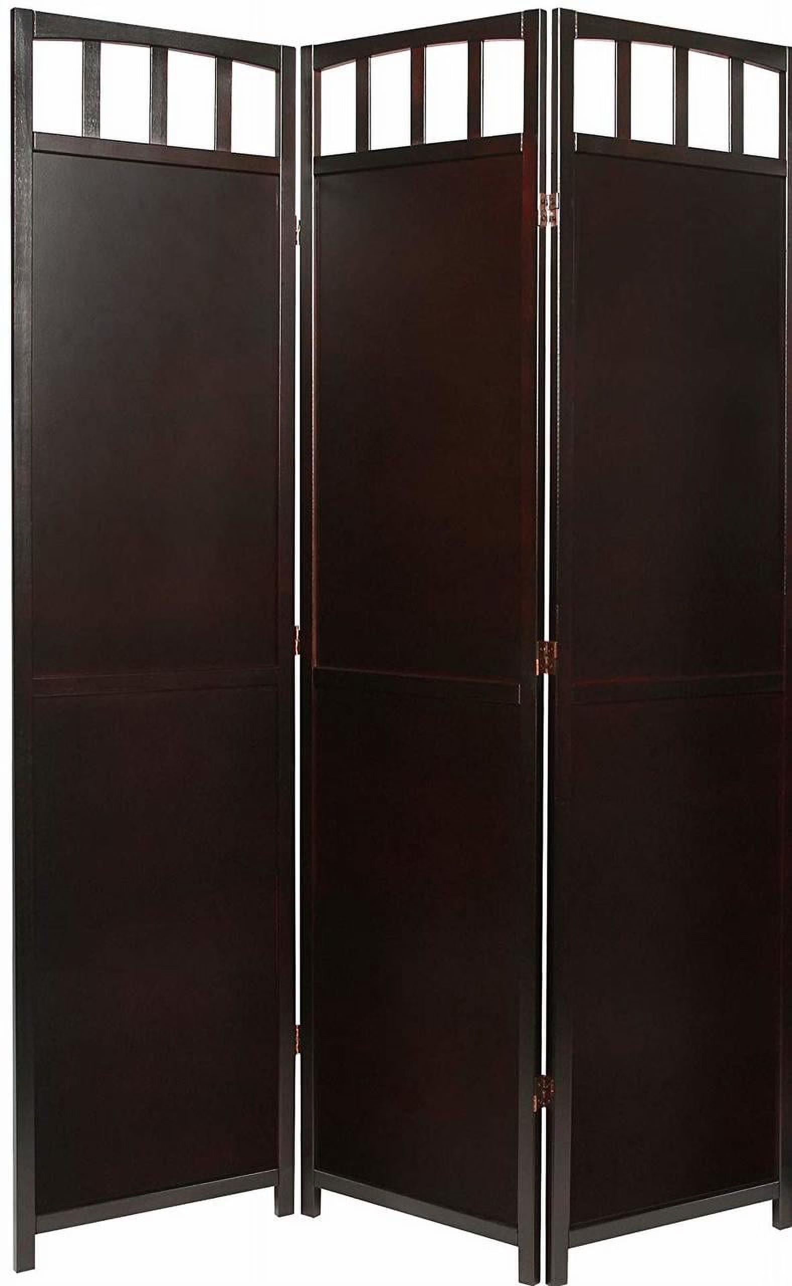 Legacy Decor Solid Wood 4 Panel Room Divider, 70" Tall, Black Finish, Freestanding