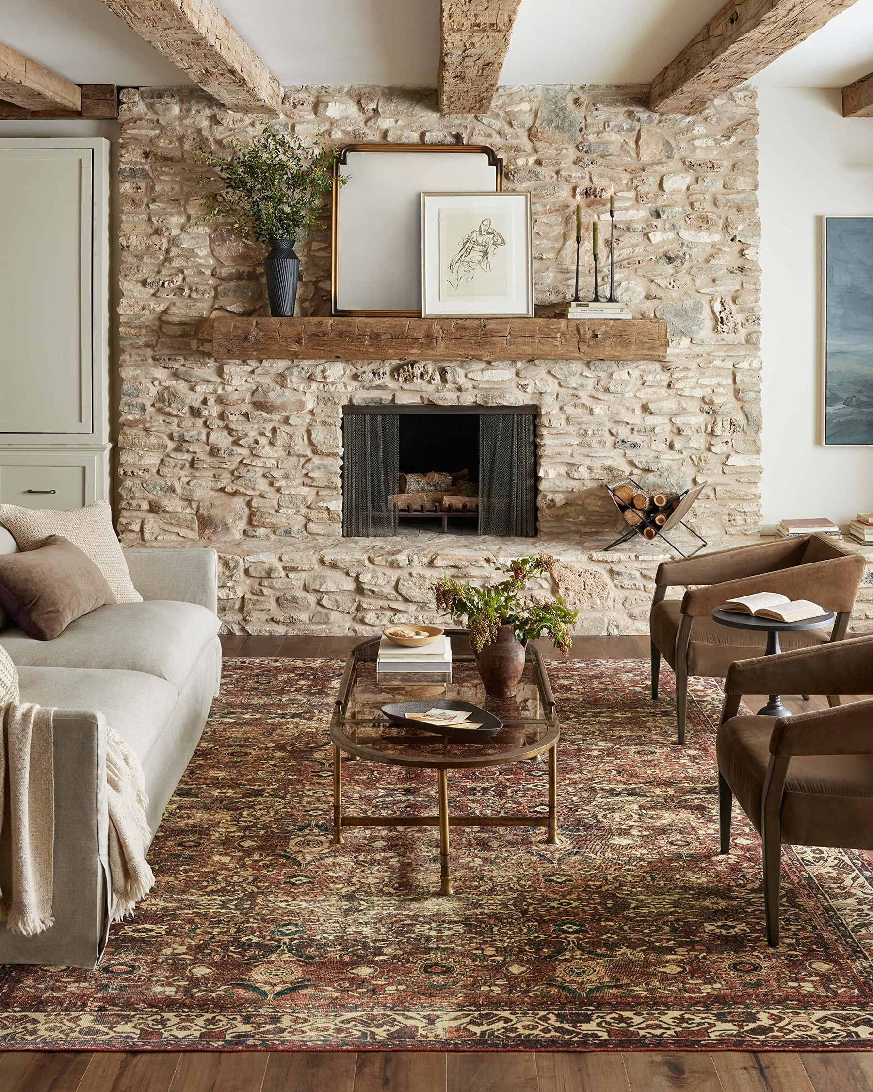 Magnolia Home by Joanna Gaines x Loloi Banks Machine Washable Brick / Ivory Area Rug Rug Size: Rectangle 7'6" x 9'6"