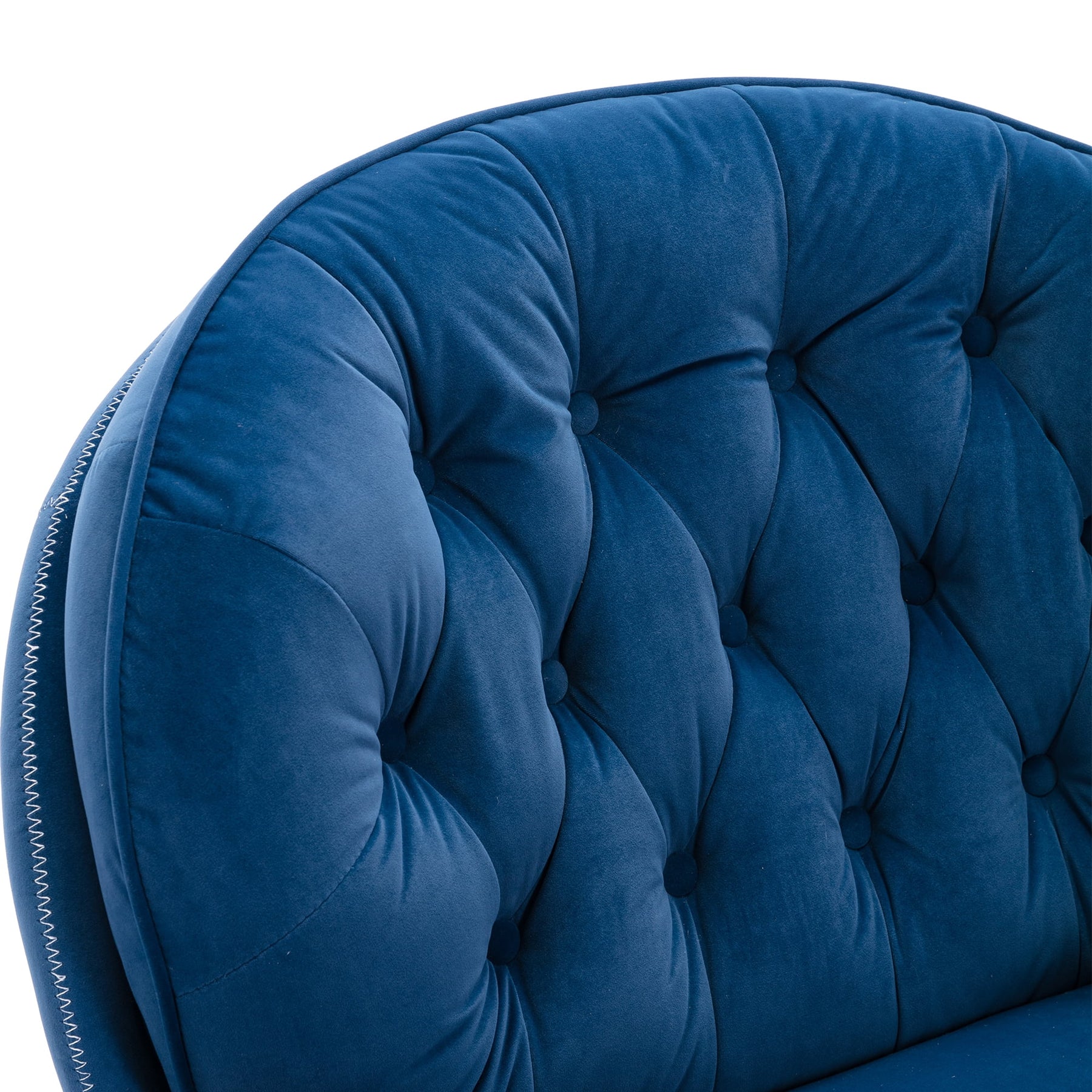 Swivel Accent Chair with Ottoman, Velvet Accent Chair with Footrest, Mid - Century Modern Lounge Chair and Ottoman Set, Reading Chair for Living Room, Bedroom, Reading Room, Home Office, Blue