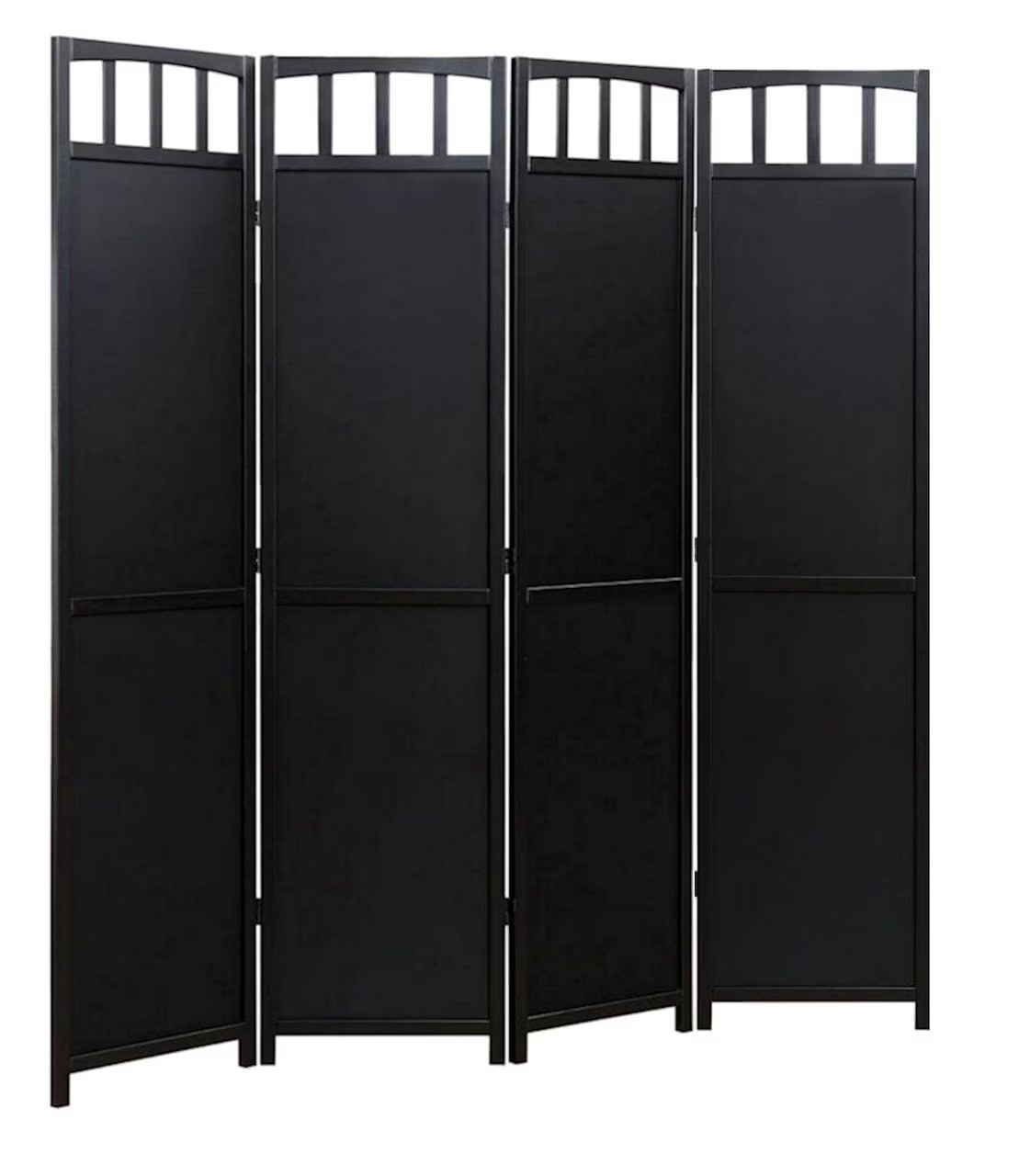 Legacy Decor Solid Wood 4 Panel Room Divider, 70" Tall, Black Finish, Freestanding