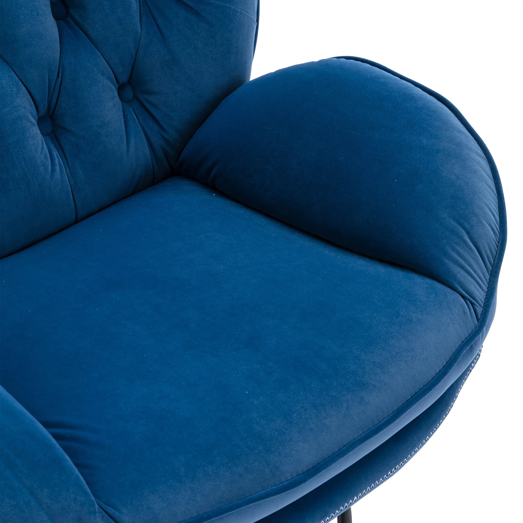 Swivel Accent Chair with Ottoman, Velvet Accent Chair with Footrest, Mid - Century Modern Lounge Chair and Ottoman Set, Reading Chair for Living Room, Bedroom, Reading Room, Home Office, Blue