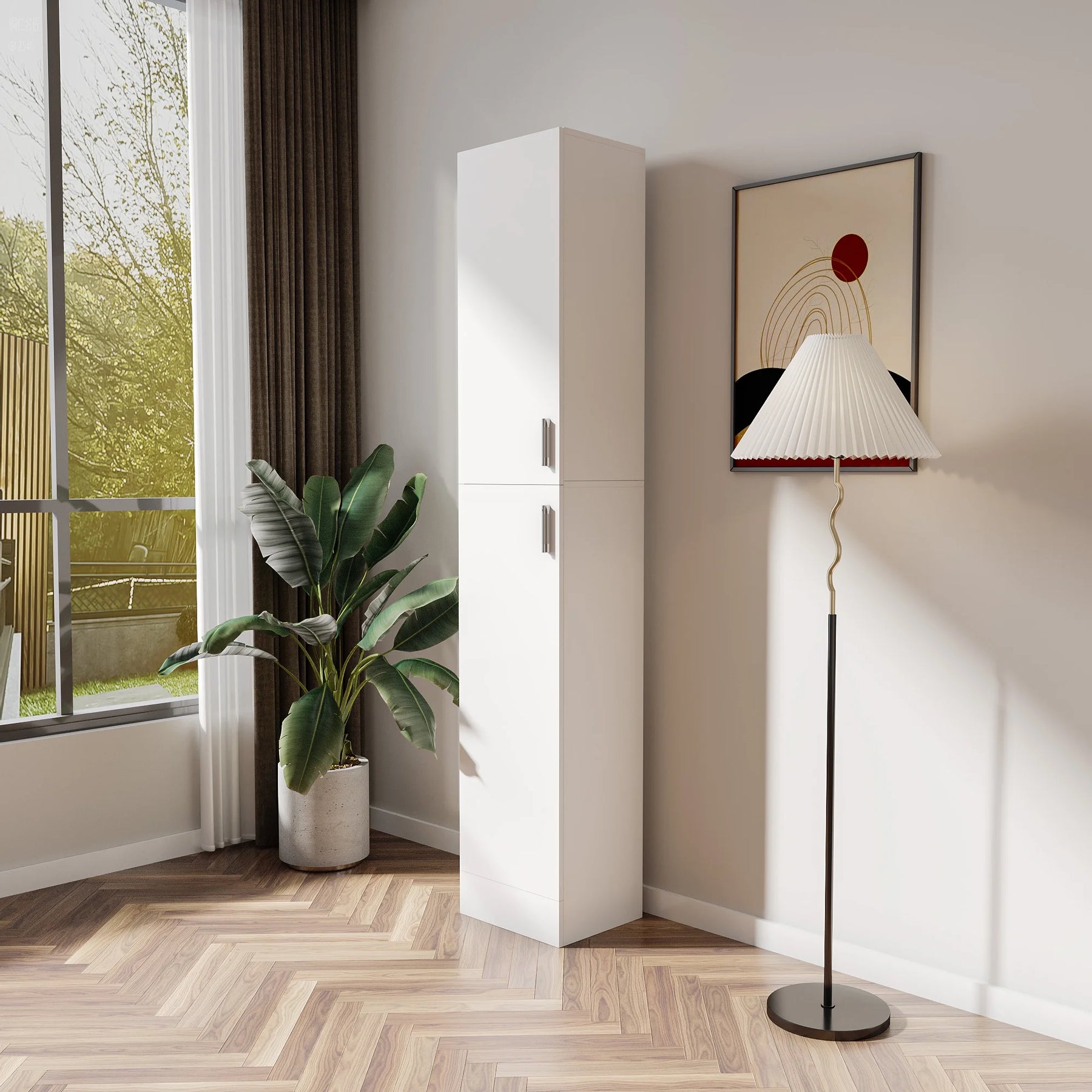 Slim Tall Storage Cabinet, Pantry Cabinet with Doors Shelves Small Space for Kitchen Living Room Bathroom